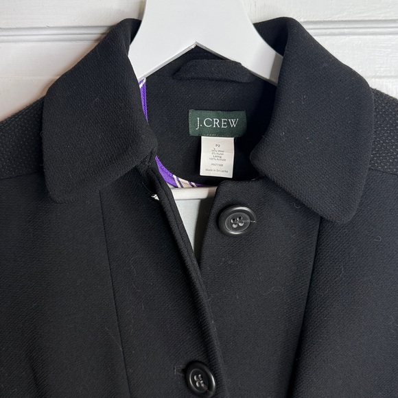 J. Crew Classic Vintage Black Wool Lady Peacoat Midi Length Coat Sz 2 Petite - Picture 2 of 9